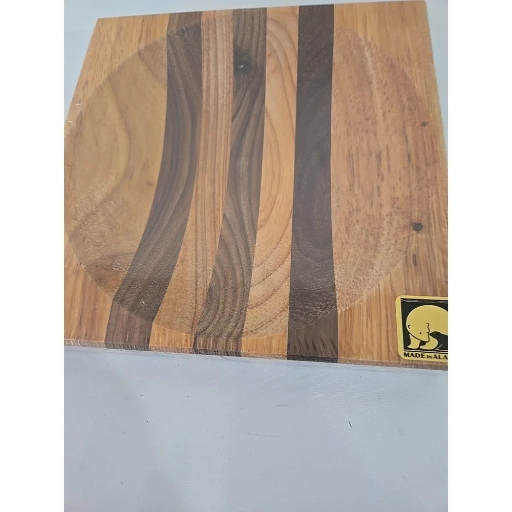 Alaska Ulu Bowl Block 8x8 Herb Prep Chopping Board Maple Walnut Wood USA NEW